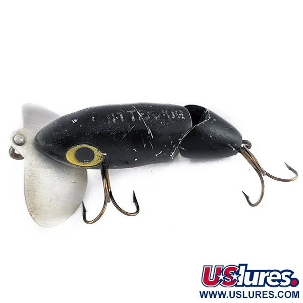 Fred Arbogast Jitterbug Jointed, 10g, Negro, Señuelo de Superficie #22524