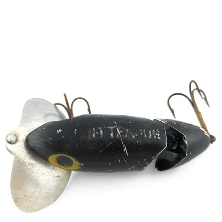 Fred Arbogast Jitterbug Jointed, 10g, Negro, Señuelo de Superficie #22524