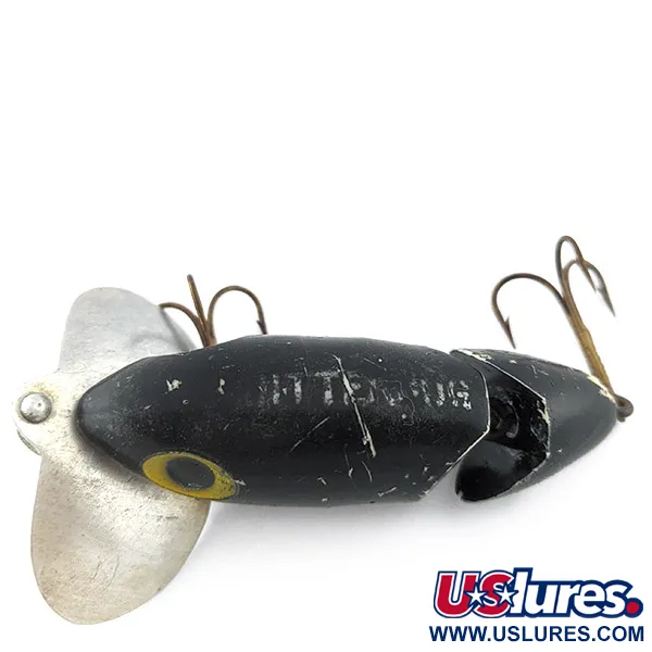 Fred Arbogast Jitterbug Jointed, 10g, Negro, Señuelo de Superficie #22524