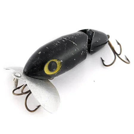 Fred Arbogast Jitterbug Jointed, 10g, Negro, Señuelo de Superficie #22524