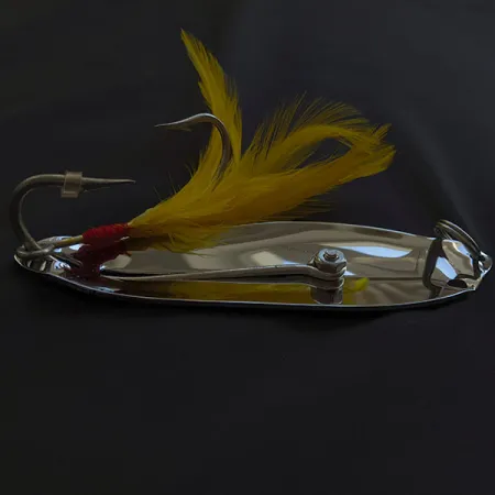 Crippled Alewive 9/0, 72g, Cromo, Plumas Amarillas, Cucharilla #23148