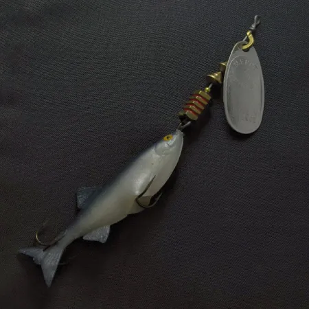 Mepps Comet 3 Mino, Plata 9g, Cucharilla con Pez de Vinilo #23428