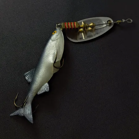 Mepps Comet 3 Mino, Plata 9g, Cucharilla con Pez de Vinilo #23428