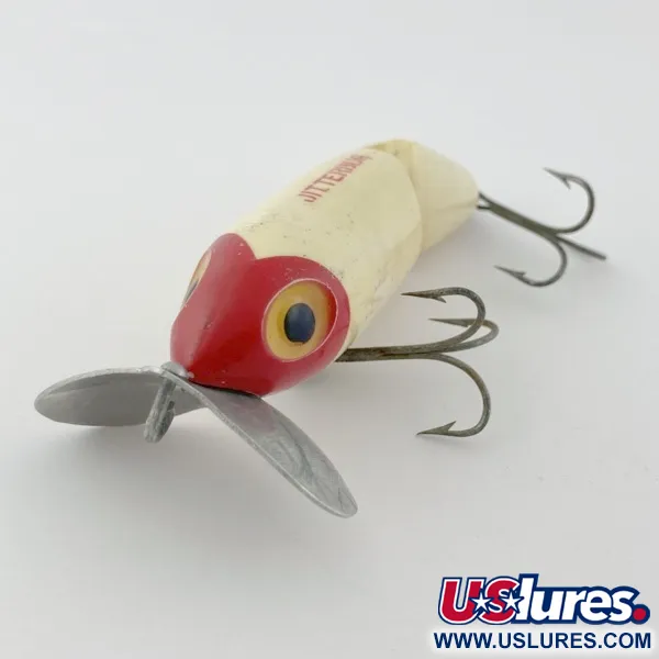 Fred Arbogast Jitterbug Jointed, 14g Red Head, Señuelo de Superficie #23869