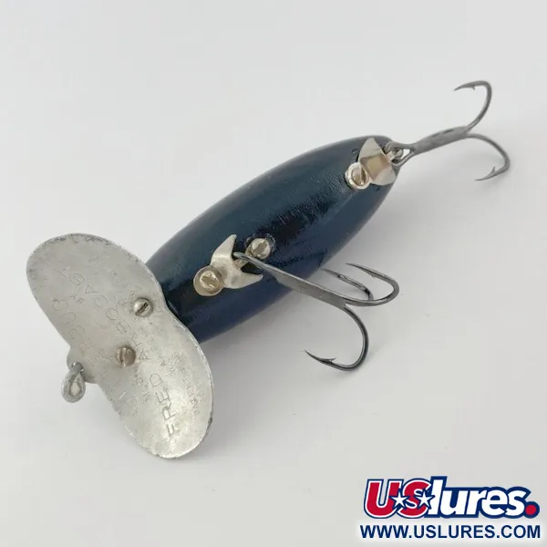 Fred Arbogast Jitterbug Early Bug Eye, Negro, 14g, Señuelo de superficie #23870