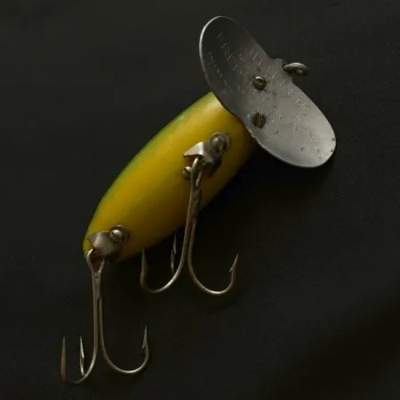 Fred Arbogast Jitterbug Early Bug Eye, 14g Green Tiger, Señuelo de Superficie #23902