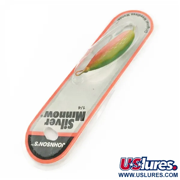 Johnson Silver Minnow, 3/4oz Verde/Naranja/Níquel, Cucharilla Antihierbas #24267