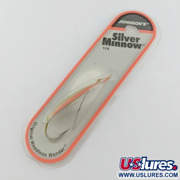 Johnson Silver Minnow, 3/4oz Verde/Naranja/Níquel, Cucharilla Antihierbas #24267