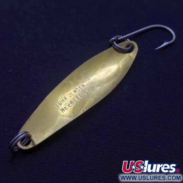 Luhr Jensen Needlefish 2, 3g blanco/rojo/latón, Cucharilla de Curricán #24417