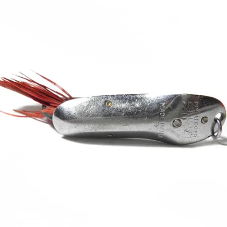 Pflueger Vintage Weedless CHUM Cucharilla, Níquel / Plumas Rojas, 8g, #0157