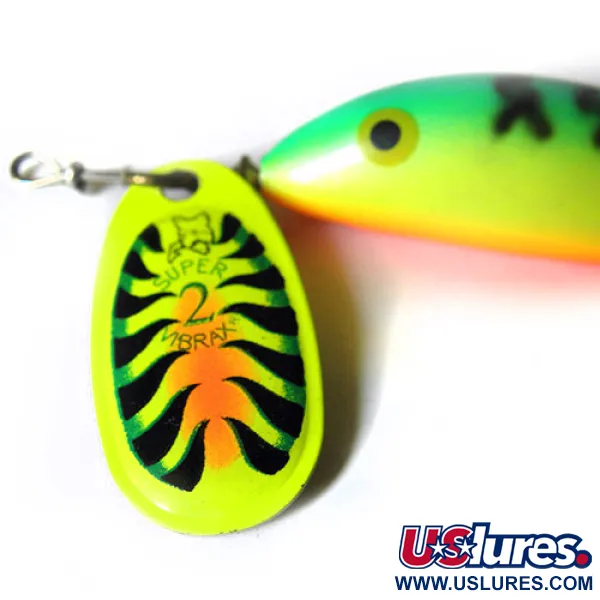 Blue Fox Super Vibrax 2 Minnow Cucharilla, Verde/Amarillo/Naranja, 8g, #0227