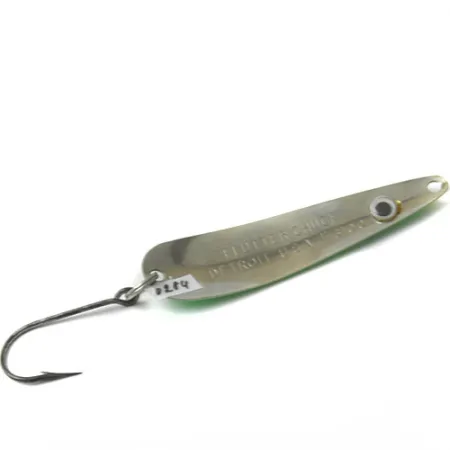 Dardevle Flutter-Chuck Cucharilla, Blanco/Verde Fluo, 8g, Borde Neón, #0284