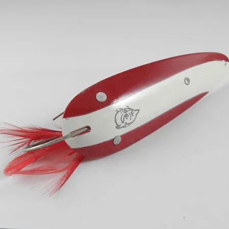 Eppinger Weedless Dardevle Cucharilla, Rojo/Blanco, 28g, Plumas, #0514