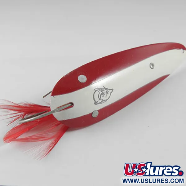 Eppinger Weedless Dardevle Cucharilla, Rojo/Blanco, 28g, Plumas, #0514