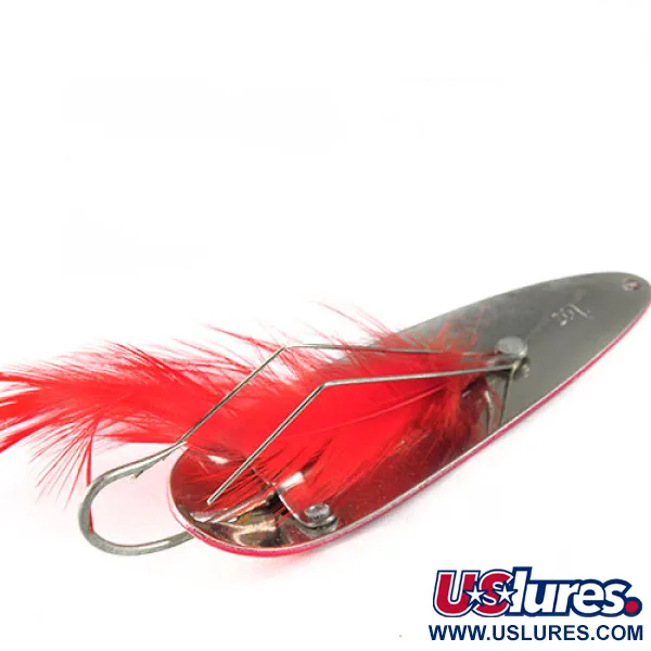 Eppinger Weedless Dardevle Cucharilla, Rojo/Blanco, 28g, Plumas, #0514