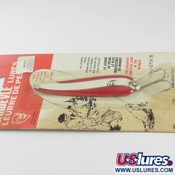 Eppinger Dardevle ThinDevle Cucharilla, Rojo / Blanco, 11g, Clásica, #0541