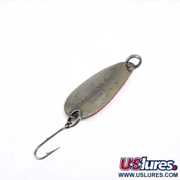 Dardevle Midget Trout Cucharilla, Rojo/Blanco, 2,5g, Reverso Níquel, #0731