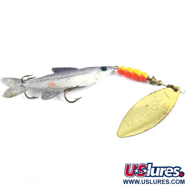 Mepps 4 Aglia Long Mino Cucharilla, Latón/Rojo, 22g, Hoja Sauce, #1100