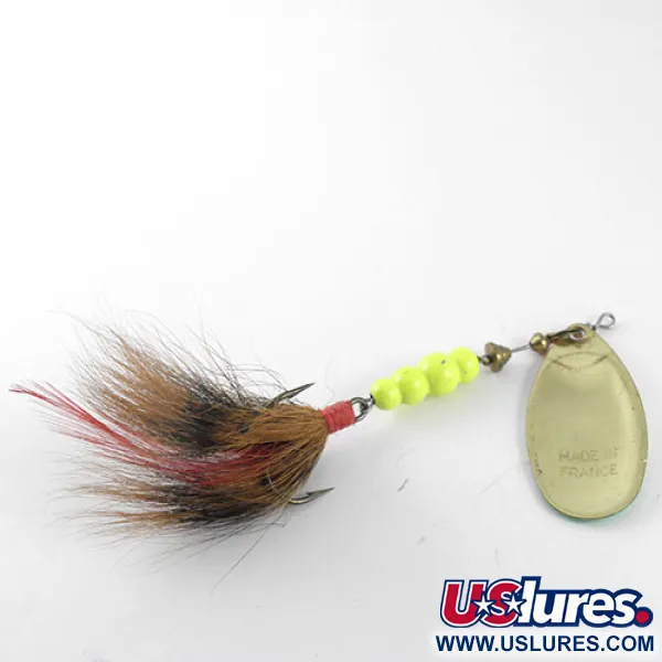 Mepps Aglia Fluo 5 dressed Cucharilla, Latón/Fluo, 12g, Pelo, #1122