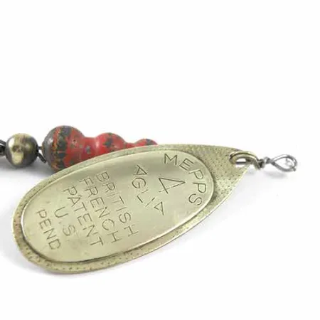 Mepps Aglia 4 Cucharilla, Latón, 9g, cuentas moteadas, #1347