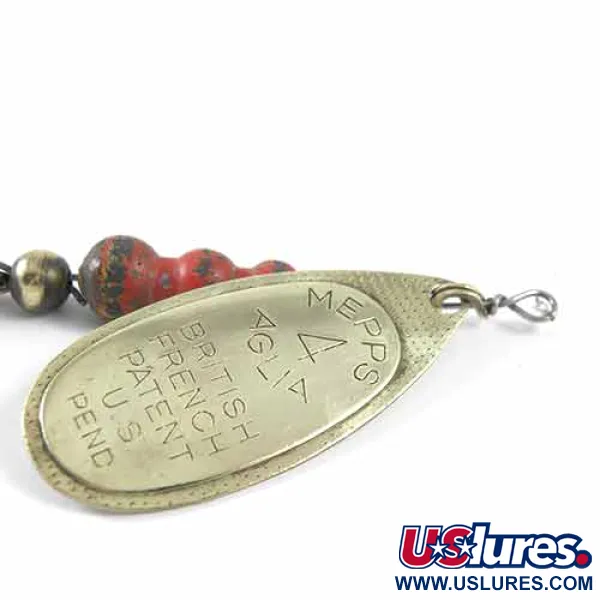 Mepps Aglia 4 Cucharilla, Latón, 9g, cuentas moteadas, #1347