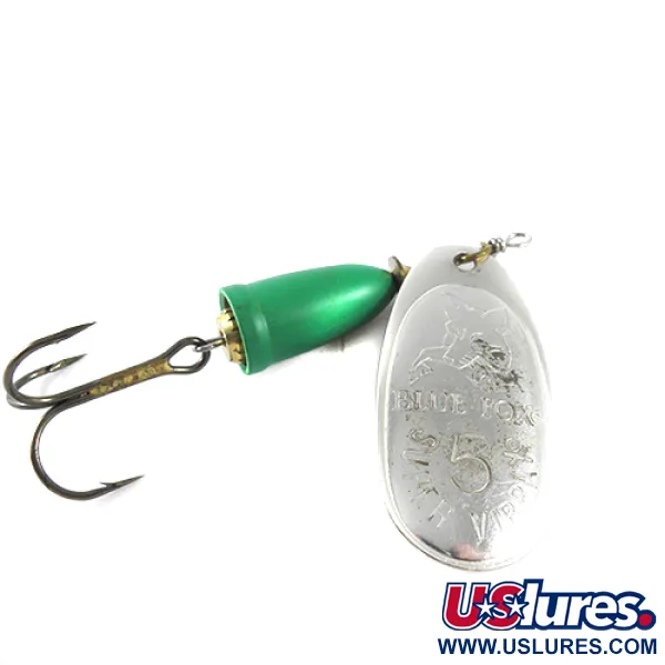 Blue Fox Super Vibrax 5 Cucharilla, Níquel/Verde, 13g, Cascabel, #1505