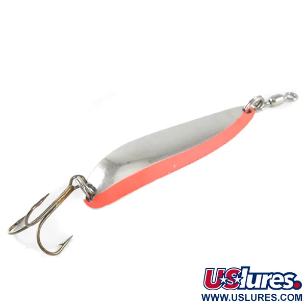 Luhr Jensen Krocodile Cucharilla, Níquel/Rojo, 28g, Perfil estrecho, #1509