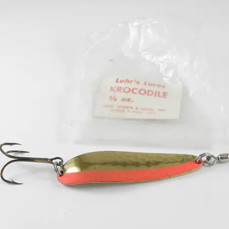 Cucharilla Luhr Jensen Krocodile, Oro Martillado / Rojo, 21g, #1534