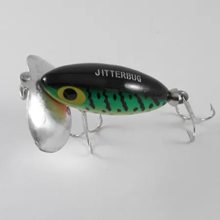 Fred Arbogast Jitterbug Señuelo Superficie, Fire Tiger, 7g, Metal, #1570