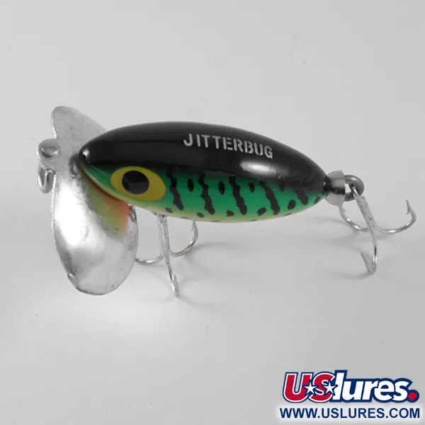 Fred Arbogast Jitterbug Señuelo Superficie, Fire Tiger, 7g, Metal, #1570