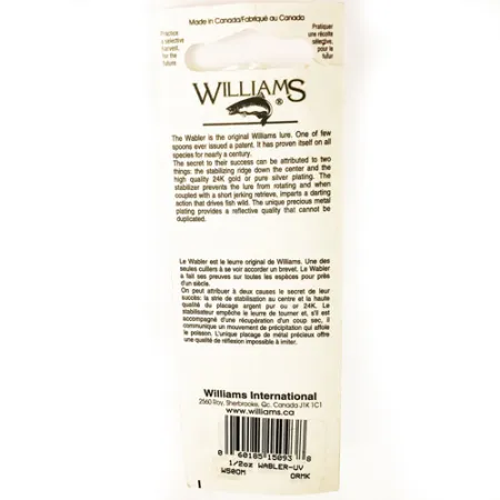 Williams Wabler W50 UV Cucharilla, Oro/Plata/Rojo, 14g, Borde UV, #1730
