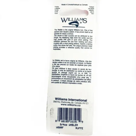 Williams Wabler W60 Cucharilla, Plata / Marrón, 21g, Plateado, #1731