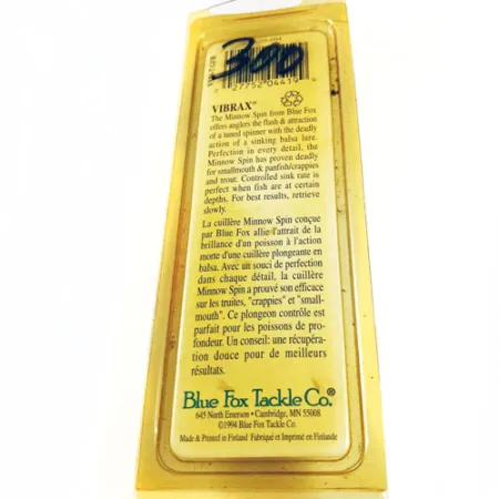 Blue Fox Vibrax Minnow Spin 2 Cucharilla, Naranja/Amarillo, 9g, #5581