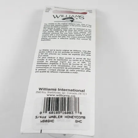 Williams Wabler W60 Cucharilla, Oro (Bañado), 21g, Textura panal, #1763