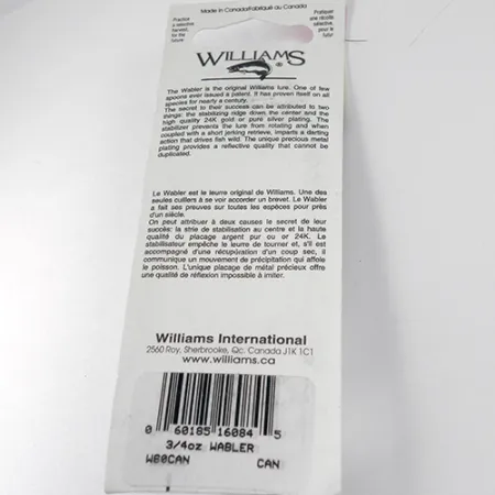 Williams Wabler W60 Cucharilla, Plata/Verde, 21g, plata real, #1764