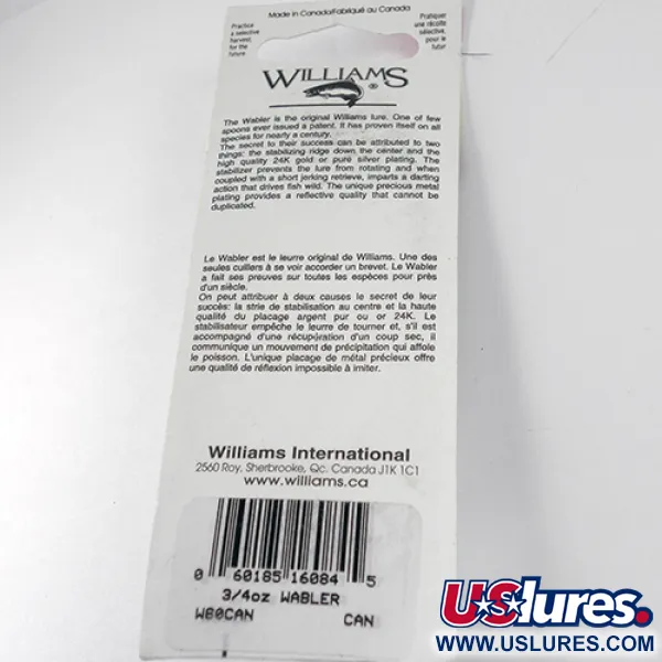 Williams Wabler W60 Cucharilla, Plata/Verde, 21g, plata real, #1764