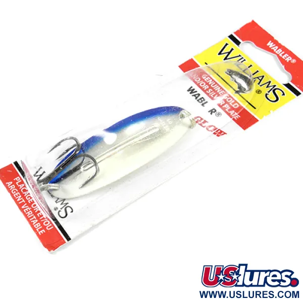 Williams Wabler W50 Cucharilla, Plata/Azul, 14g, Raya Glow, #1765