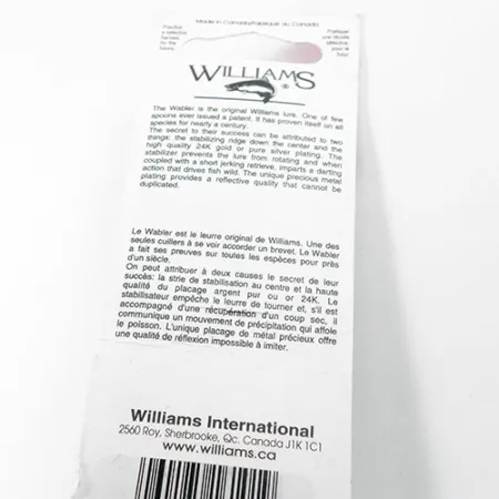 Williams Wabler W60 Cucharilla, Plata / Marrón, 21g, Baño de Plata, #1804