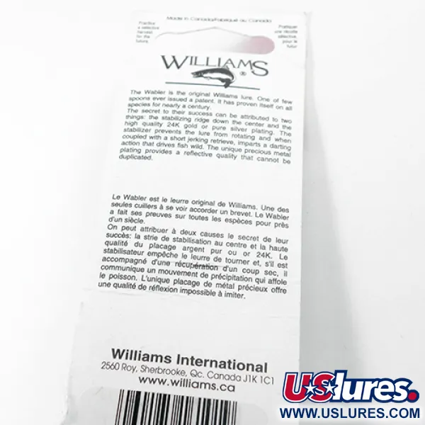 Williams Wabler W60 Cucharilla, Plata / Marrón, 21g, Baño de Plata, #1804