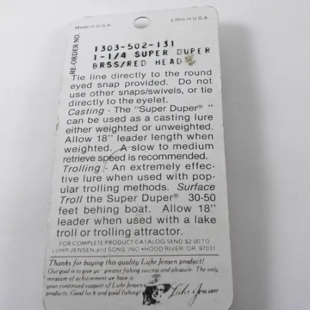 Luhr Jensen Super-Duper 502 Cucharilla, Oro / Rojo, 2,5g, #1878