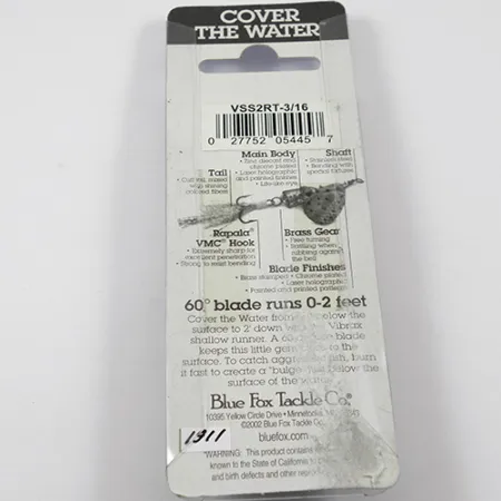 Blue Fox Vibrax Shallow Cucharilla, Rainbow, 8g, Superficie, #1911