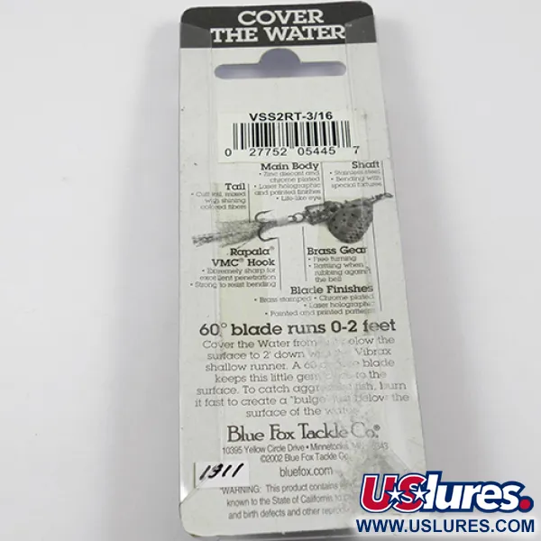 Blue Fox Vibrax Shallow Cucharilla, Rainbow, 8g, Superficie, #1911