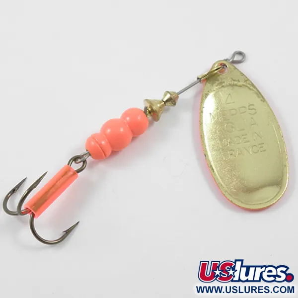 Mepps Aglia Hot 4 Cucharilla, Naranja Fluo/Oro, 9g, Vintage, #1914