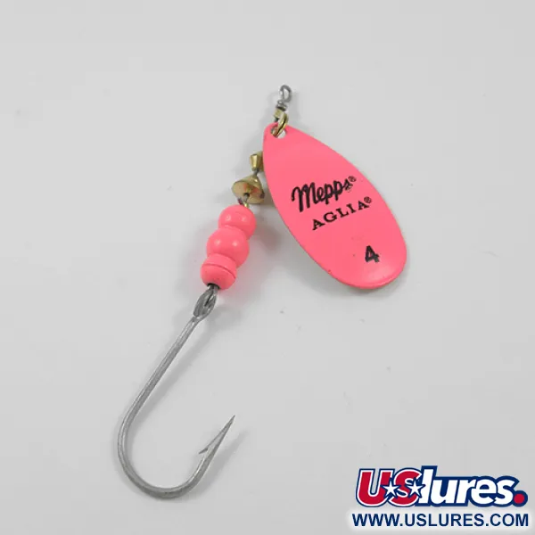 Mepps Aglia Hot Pink 4 Cucharilla, Rosa / Oro, 9g, Anzuelo Simple, #1922