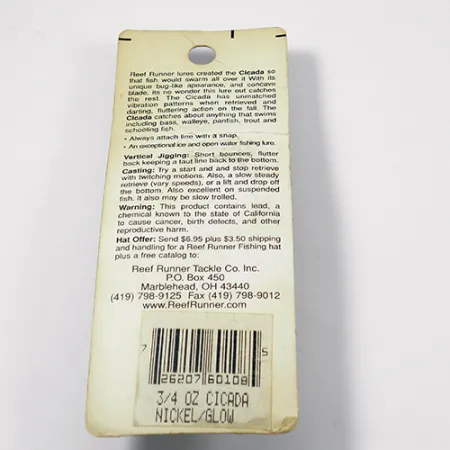 Reef Runner Cicada Blade Bait, Níquel, 21g, Jigging Vertical, #1971