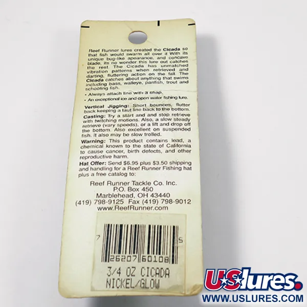 Reef Runner Cicada Blade Bait, Níquel, 21g, Jigging Vertical, #1971