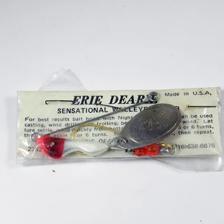 Erie Dearie Walleye Killer Spinner, Níquel/Blanco/Rojo, 14g, #2008