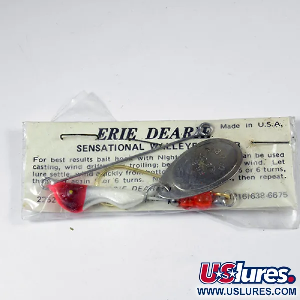 Erie Dearie Walleye Killer Spinner, Níquel/Blanco/Rojo, 14g, #2008