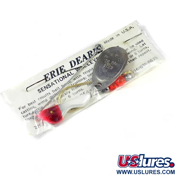 Erie Dearie Walleye Killer Spinner, Níquel/Blanco/Rojo, 14g, #2008