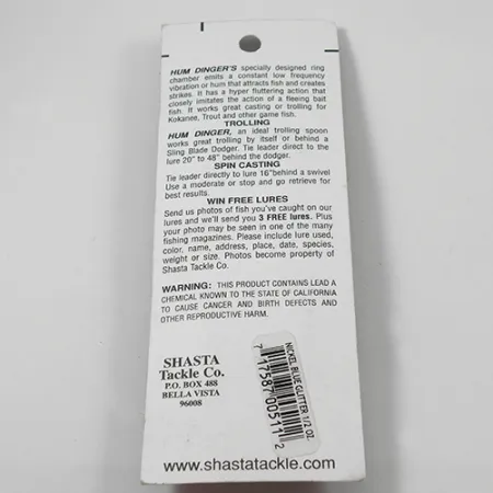 Shasta Humdinger Cucharilla Curricán, Níquel / Azul, 14g, #2049